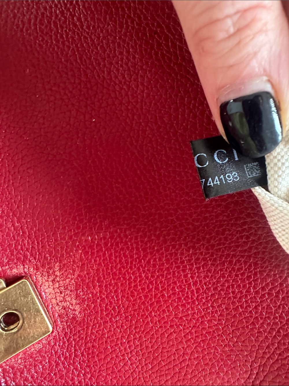 Gucci Red Leather Top Handle Satchel with Gold Double G - Picture 10 of 12